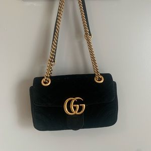 Authentic Gucci Velvet Mini Marmont Shoulder Bag